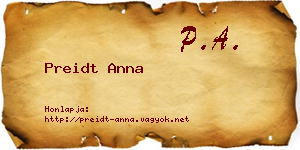 Preidt Anna névjegykártya